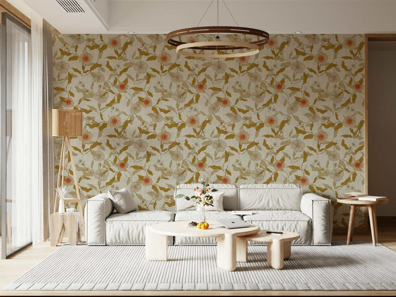 Faded Tropical Floral Timeless wallpaper for walls aesthetic design.