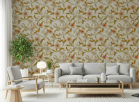 Elegant Tropical Floral Timeless wall covering textile-look fabric.