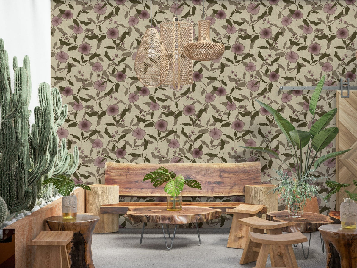 Faded Tropical Floral Vintage wallpaper design for elegant walls., GD6992