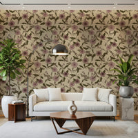 Charming Faded Tropical Floral Vintage wall mural pattern.
