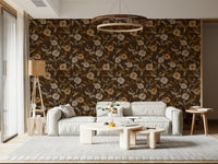 Elegant Faded Tropical Floral Warm Vintage design, rich color palette.