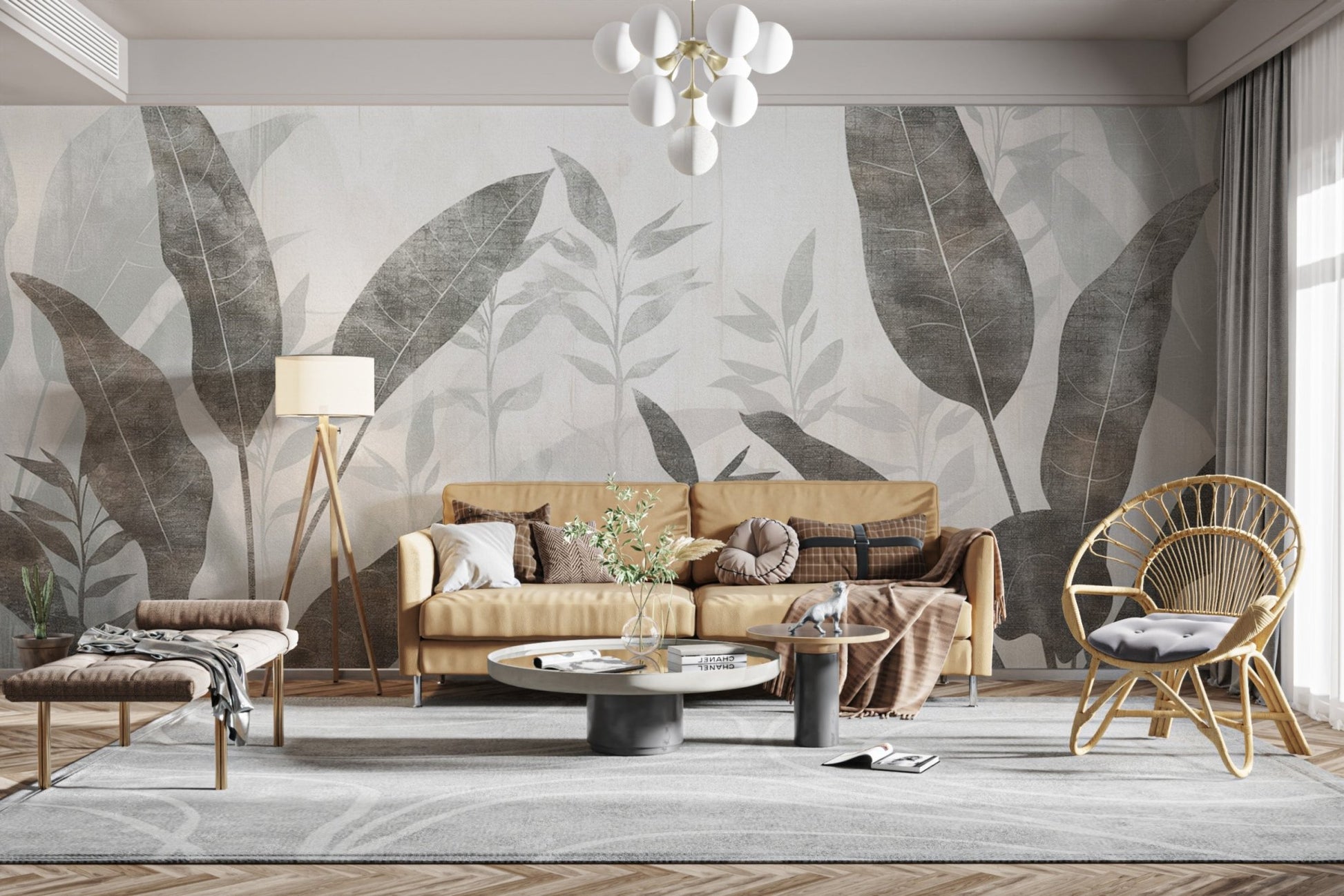 High-quality leaves wallpaper for decor

