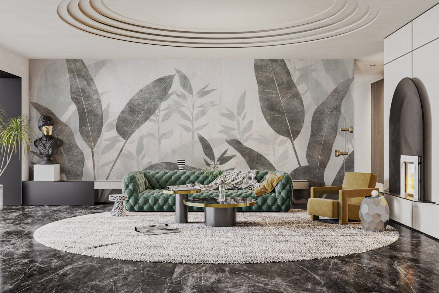 Faded Tropical Leaf Wallpaper