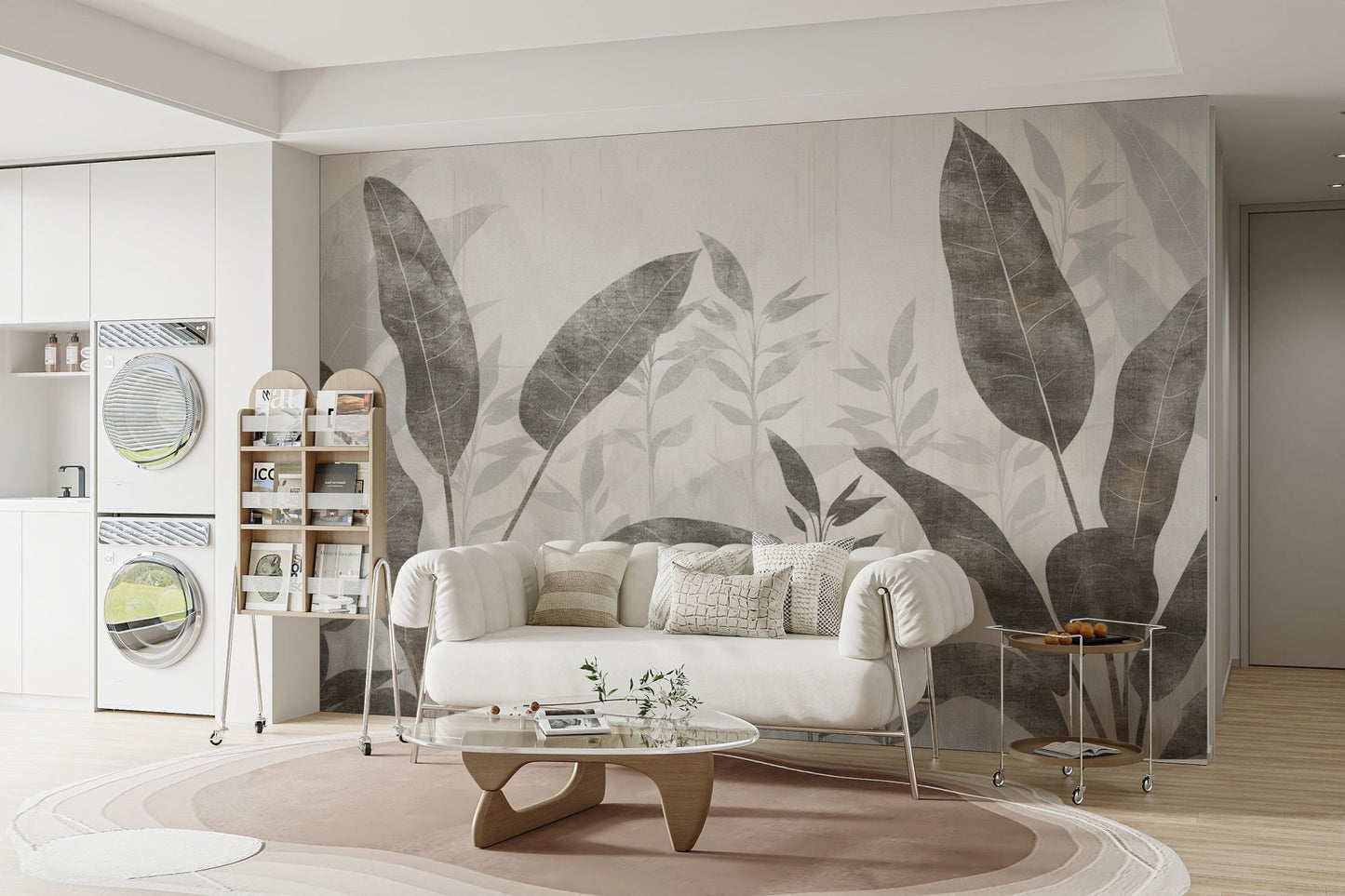 Subtle botanical wallpaper with leaves design
