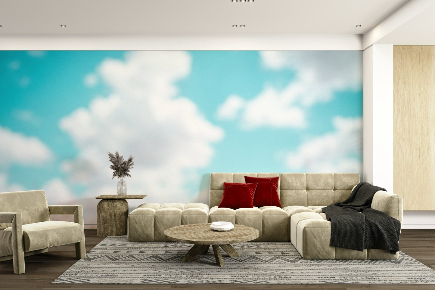 An angled shot of the mural's calming color palette., GD4564