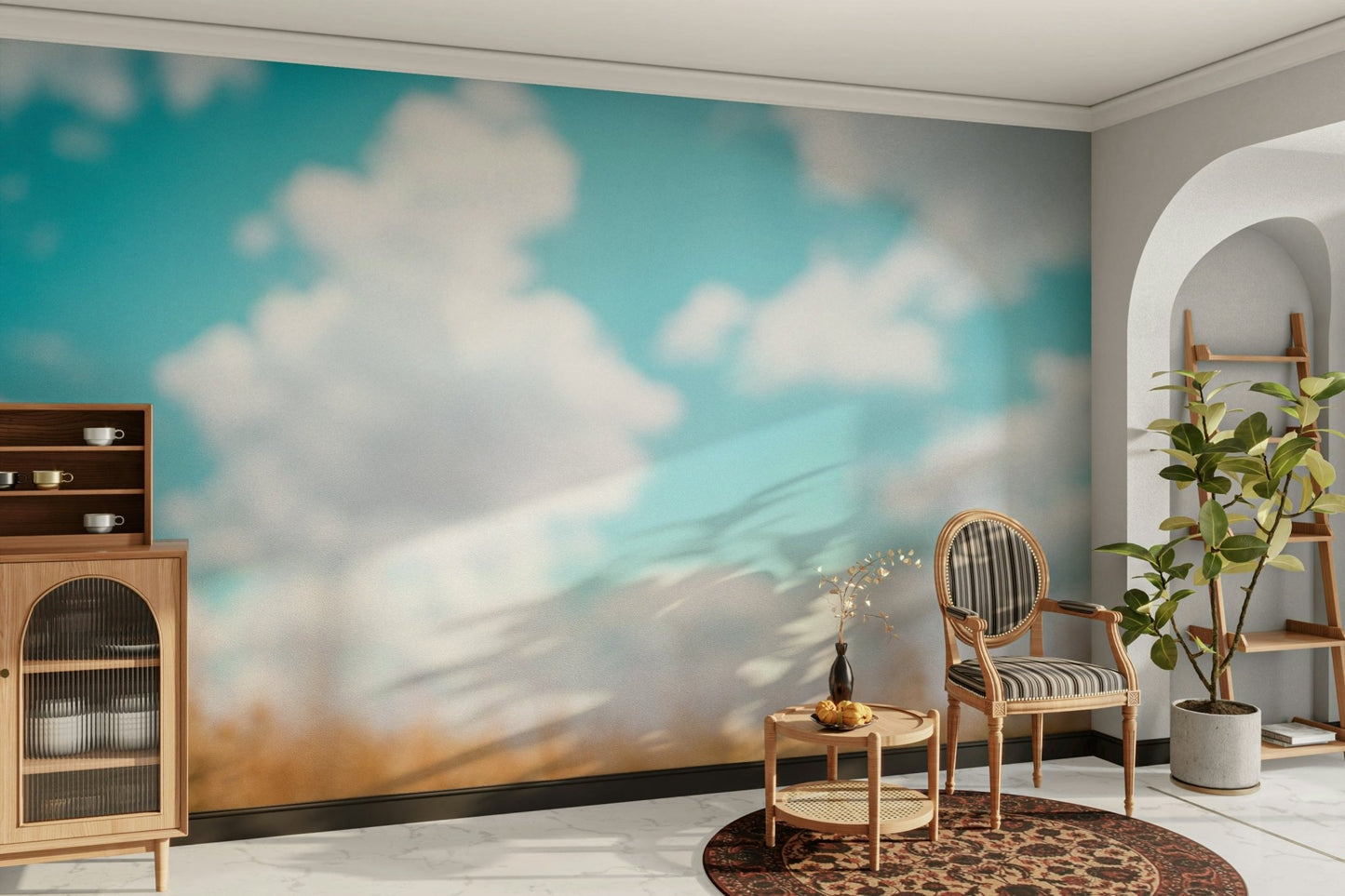 A high-angle view of the wall mural in a large space., GD4564