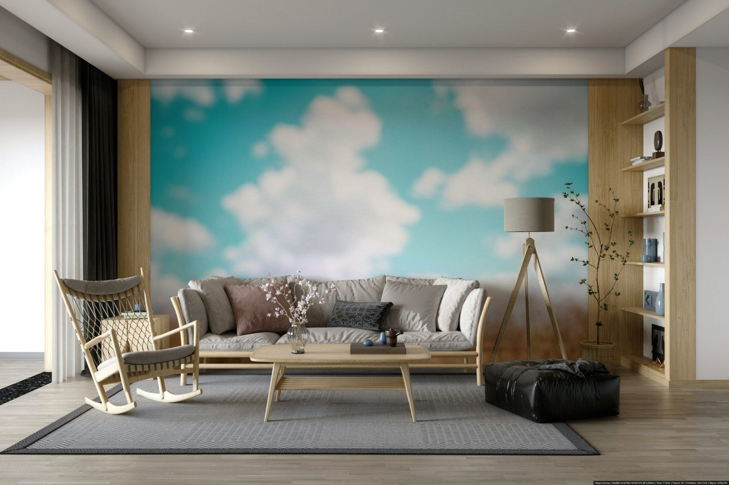A close-up of the blurred clouds and soft colors in the design., GD4564
