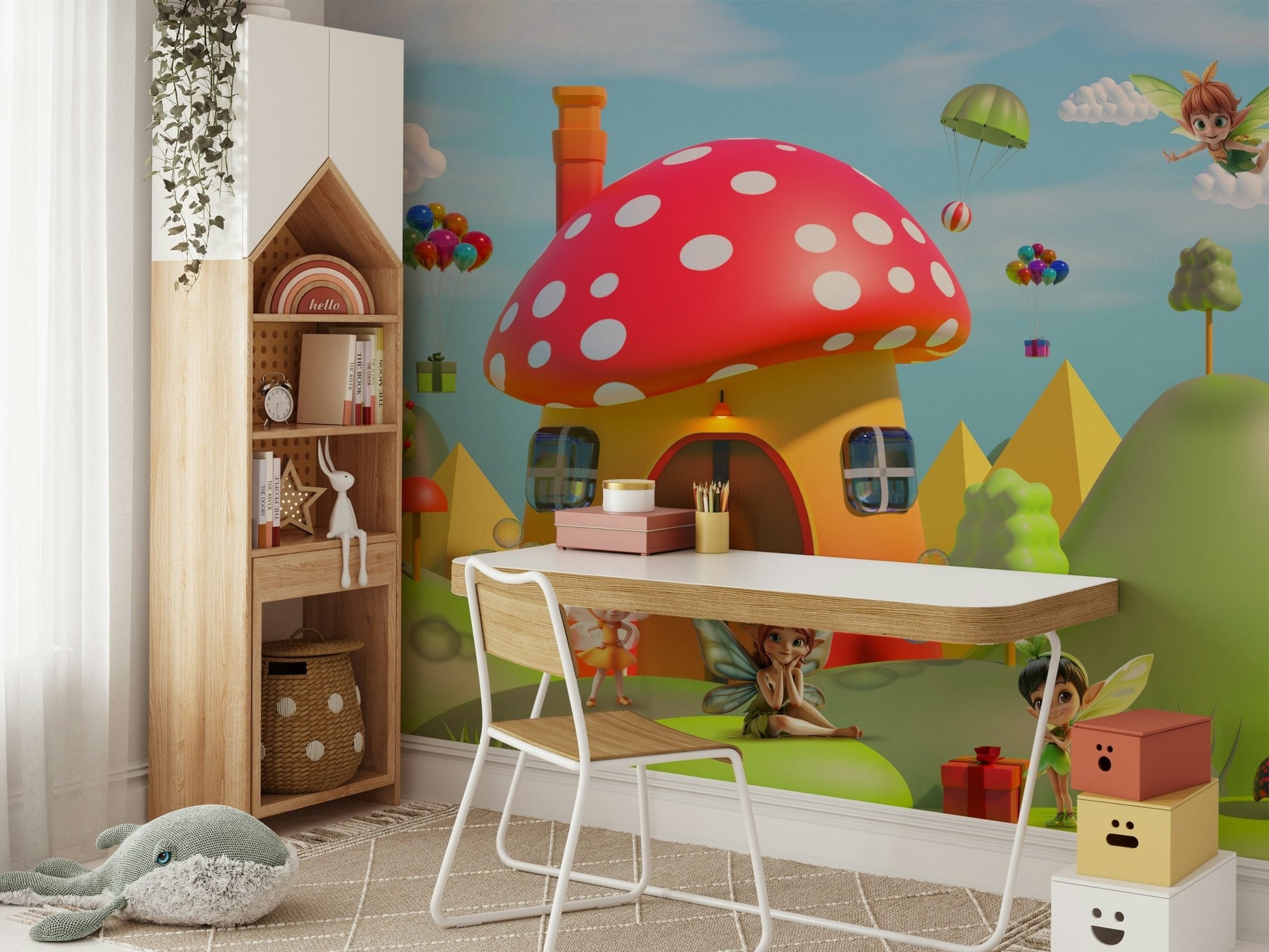 This wallpaper is perfect for a child's room, a nursery, or a creative space.
