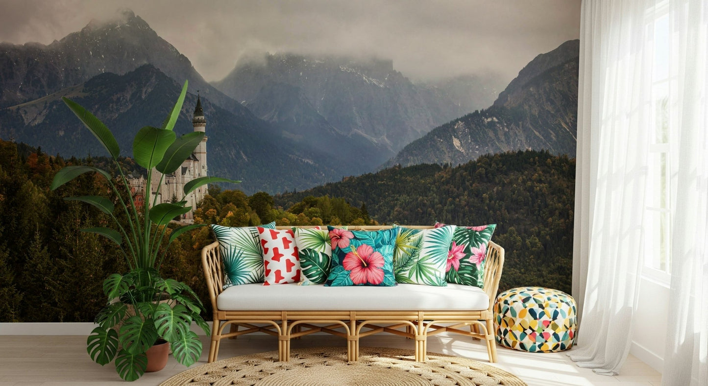 An artistic minimalist form mural for home decor.