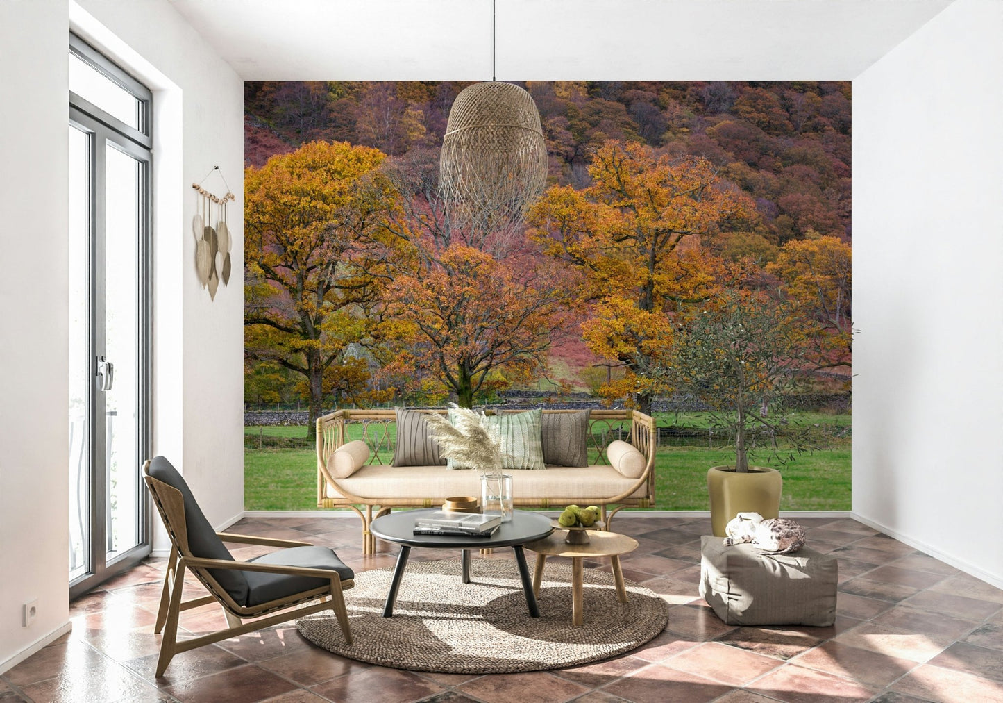 Countryside nature Fall Foliage Retreat Wall Mural wall art.