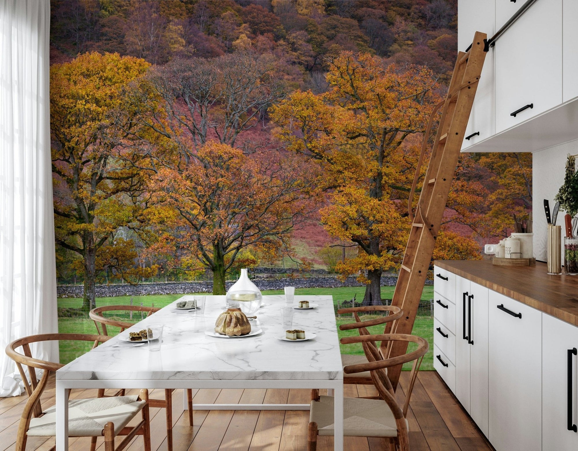 Vibrant autumn Fall Foliage Retreat Wall Mural landscape., GD6448
