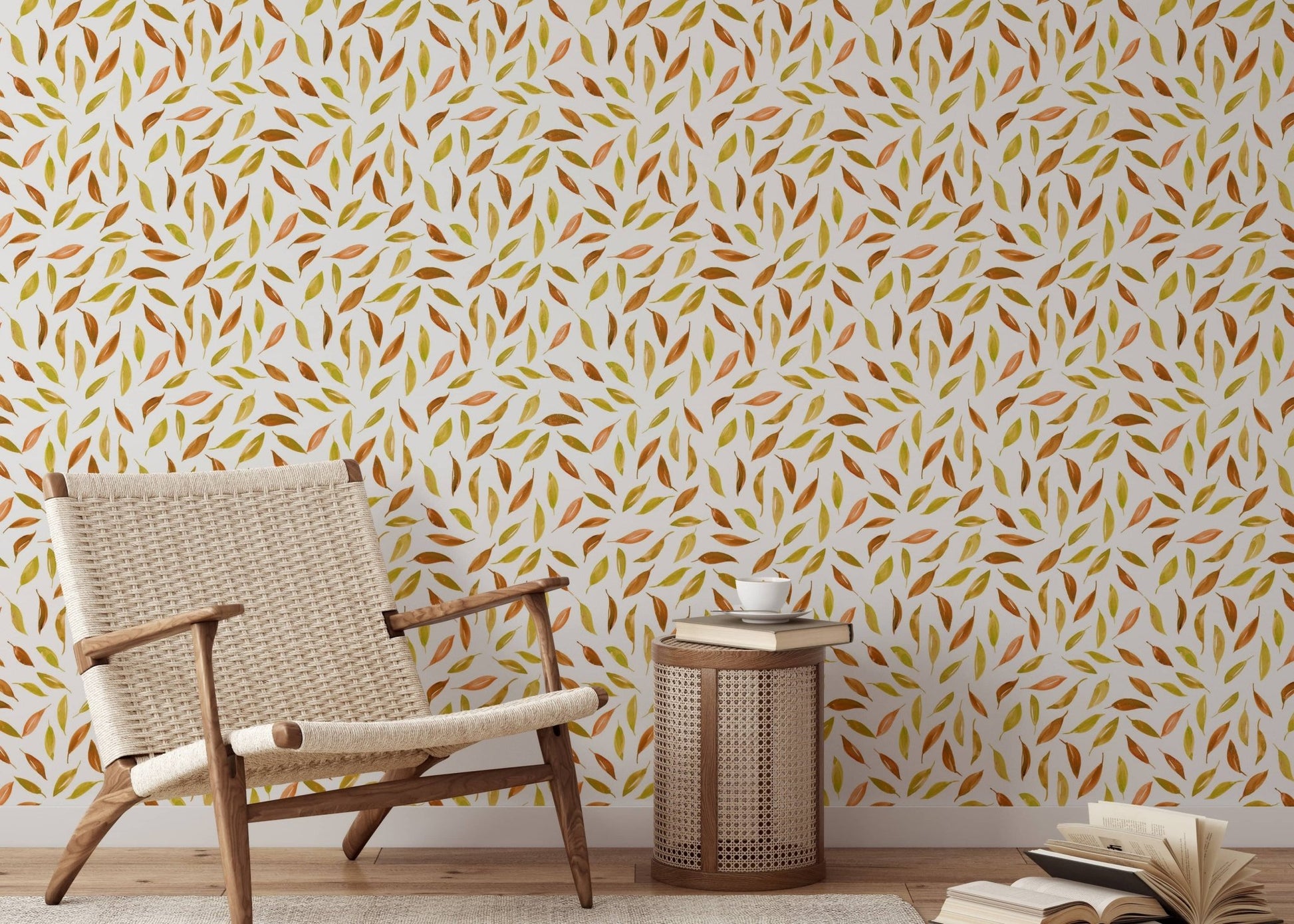 Hand-painted autumn leaf design

