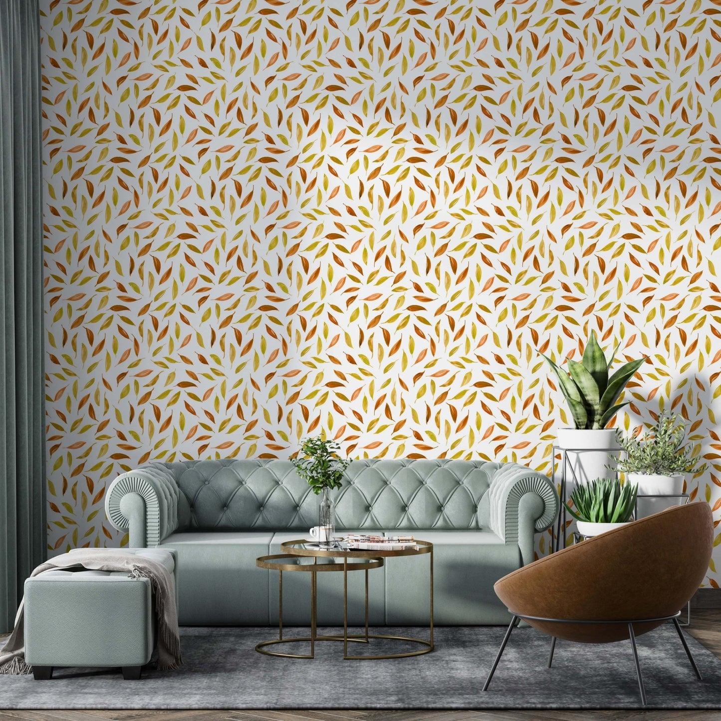 Scattered foliage in fall tones

