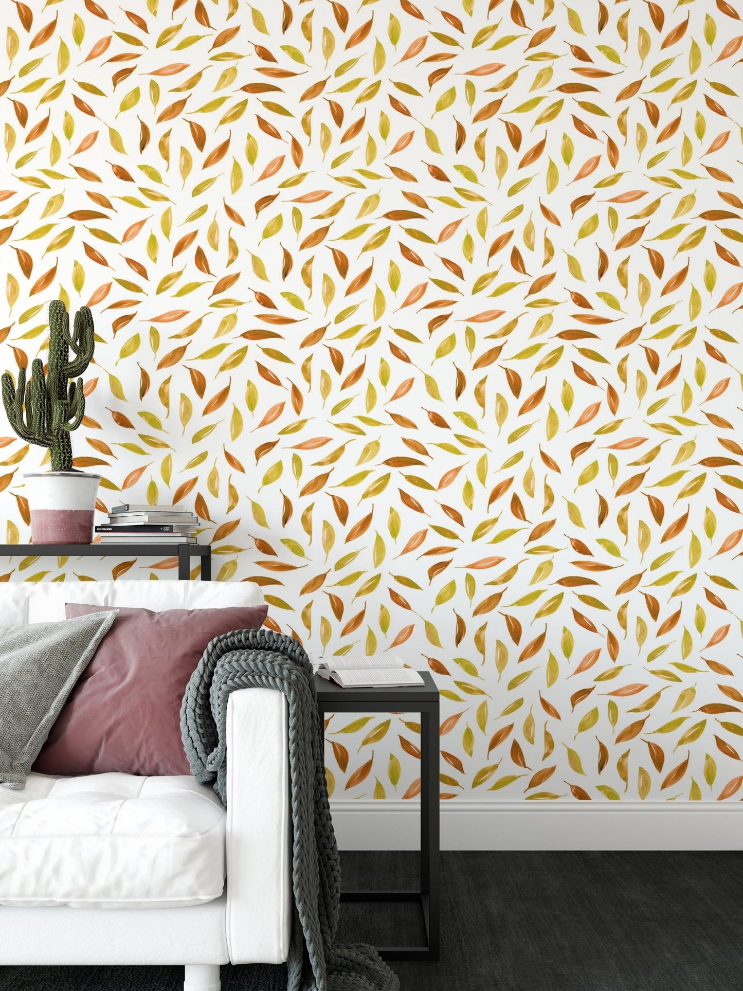 Watercolor fall leaves pattern

