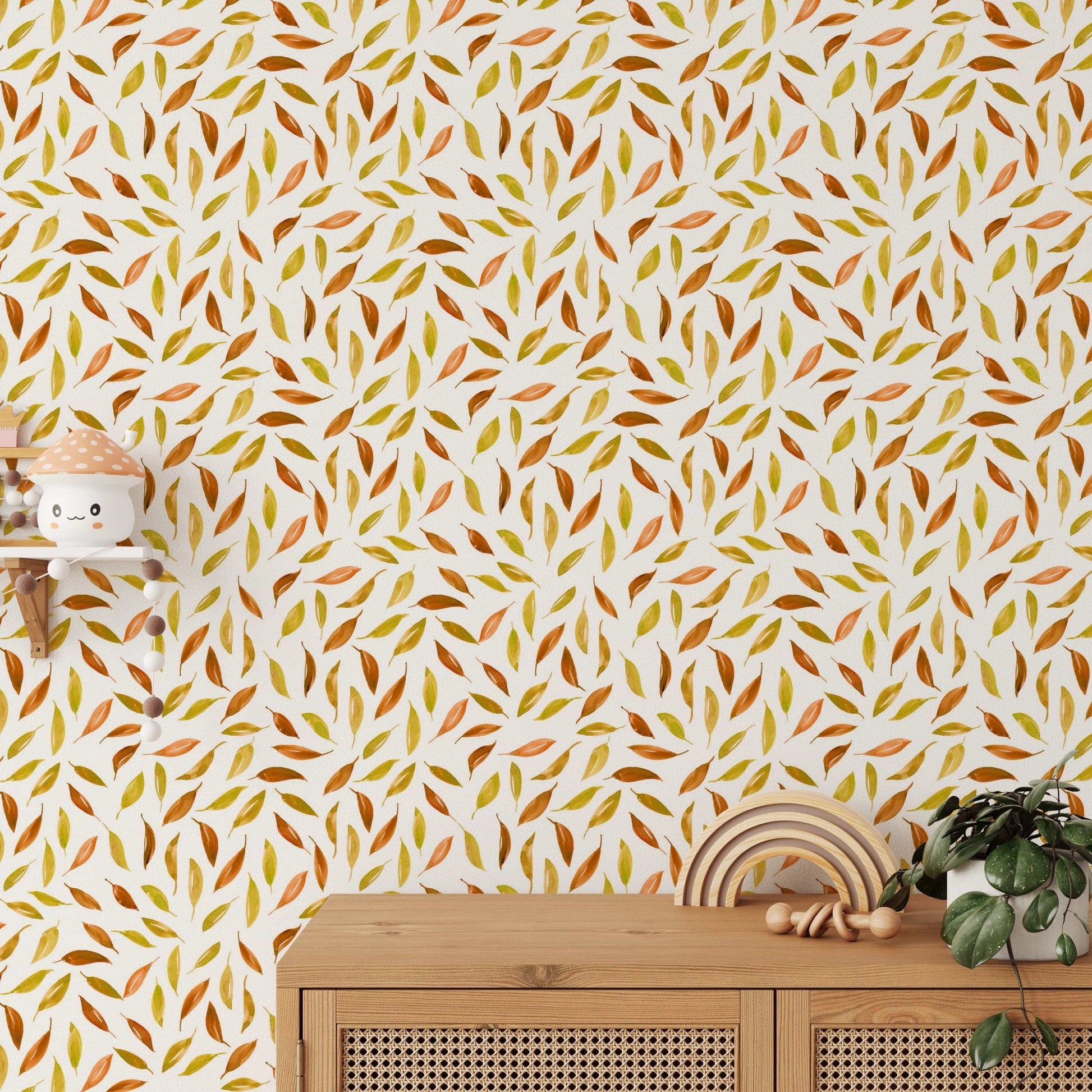 Warm-toned falling leaves design

