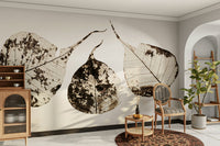 Dried brown patches dot the cream leaves in this Fallen Leaves #1 wall mural GD4789

