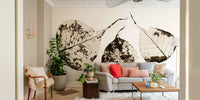 Sepia decay marks three dried leaves in this Fallen Leaves #1 wall mural GD4789
