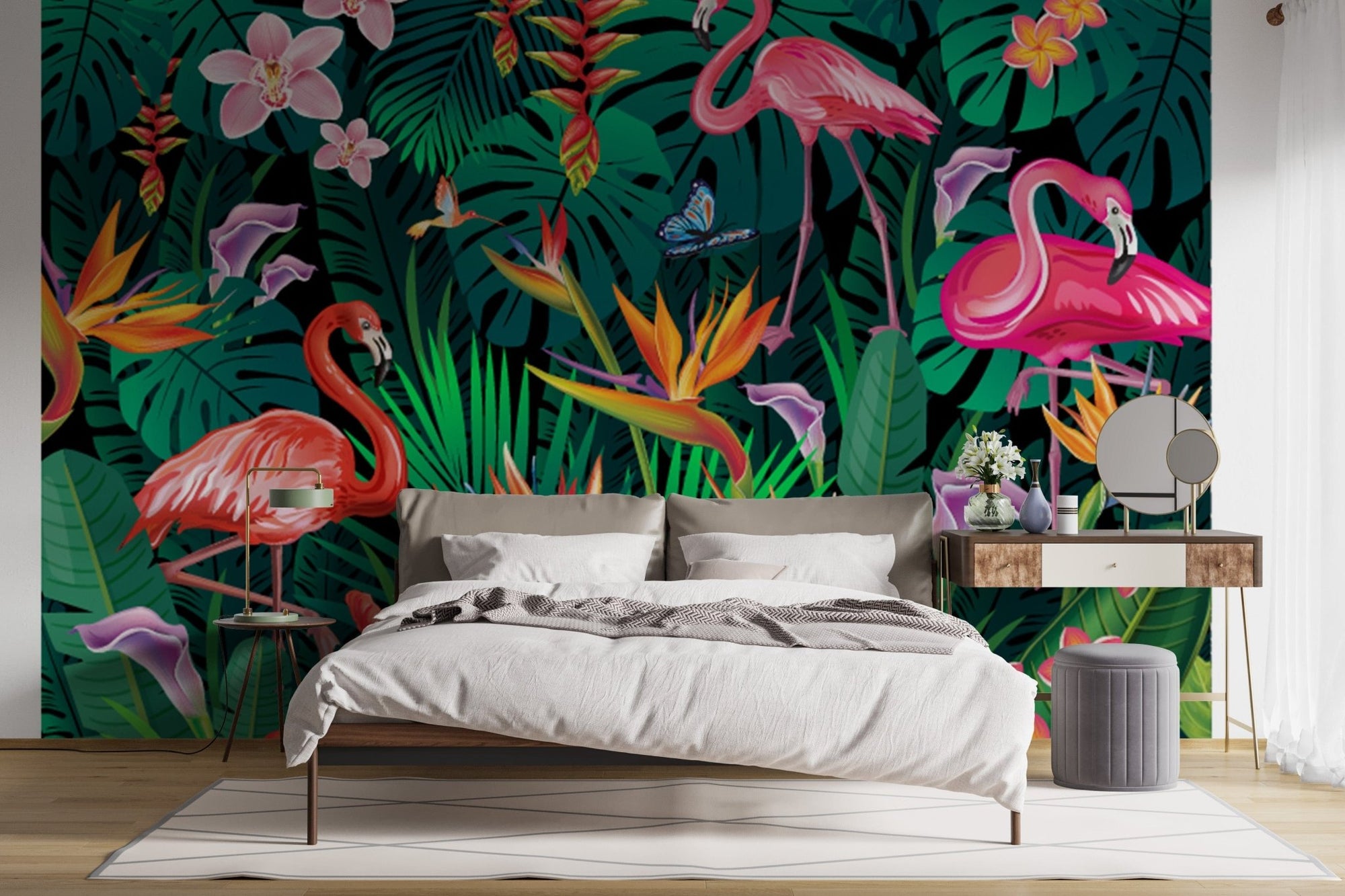Fancy flamingos wallpaper mural for walls A269