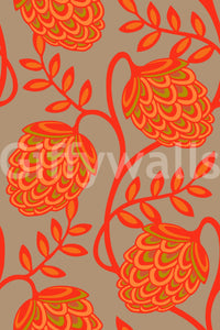 Art Nouveau wallpaper pattern in coral
