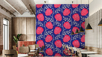 Fuchsia and royal blue mural wallpaper
