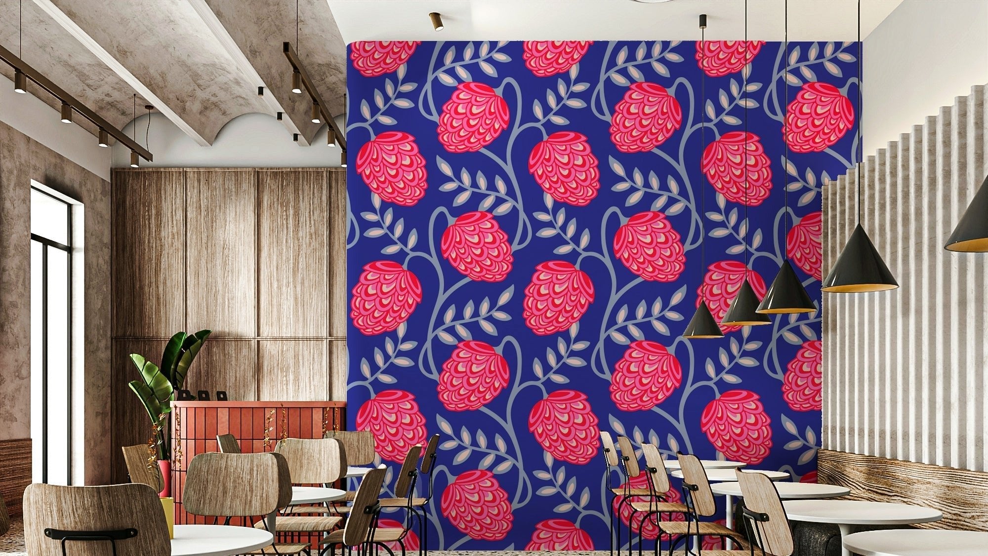 Fuchsia and royal blue mural wallpaper GD2849

