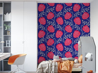 Botanical wall mural with modern flair
