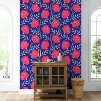 Bold mural wallpaper in pink and red
