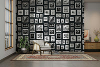 Fantastic creatures wallpaper in deep grey hues.

