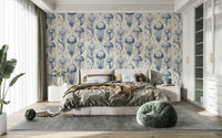 Fantastic Jellyfish - Delft Blue & Cream wallpaper for living rooms, GD2268