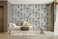 Close-up of Delft blue jellyfish illustration

