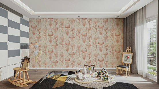 Fantastic Jellyfish - Peach & Cream wallpaper for calming decor, GD2267