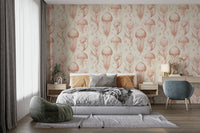 Graceful jellyfish in creamy hues on modern wallpaper

