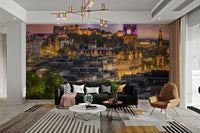 View of clock tower in sunset wall mural

