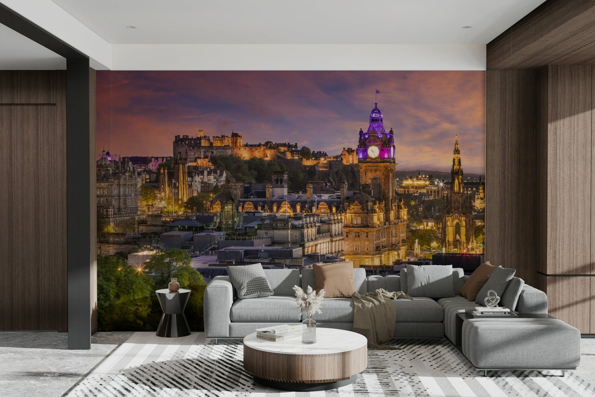 Edinburgh skyline with castle wall mural, GD2296