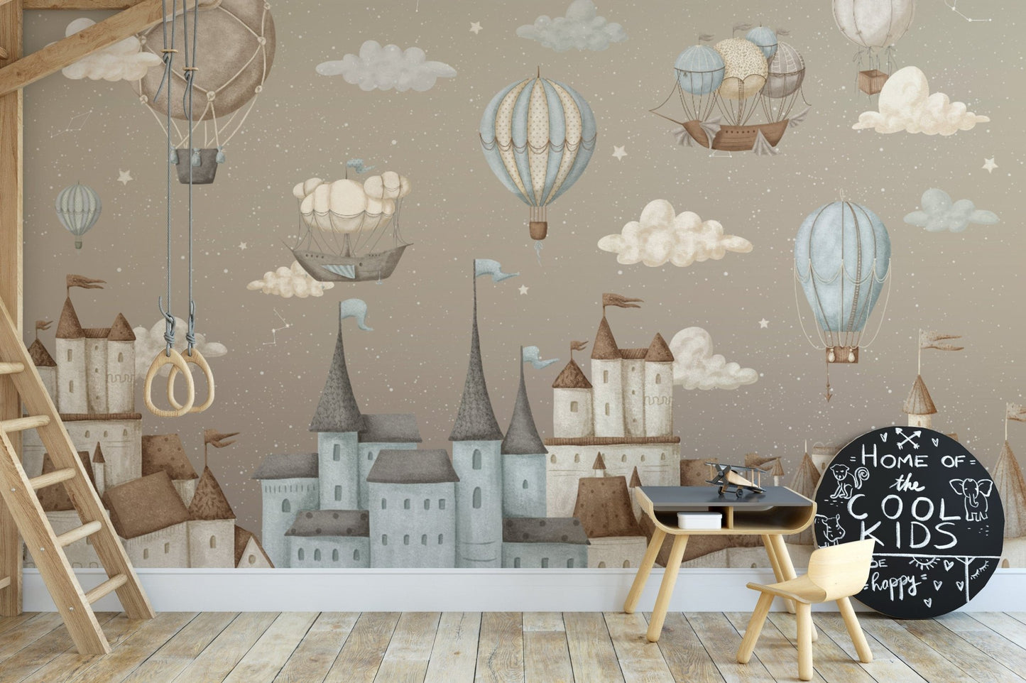 Enchanted castles and balloons design

