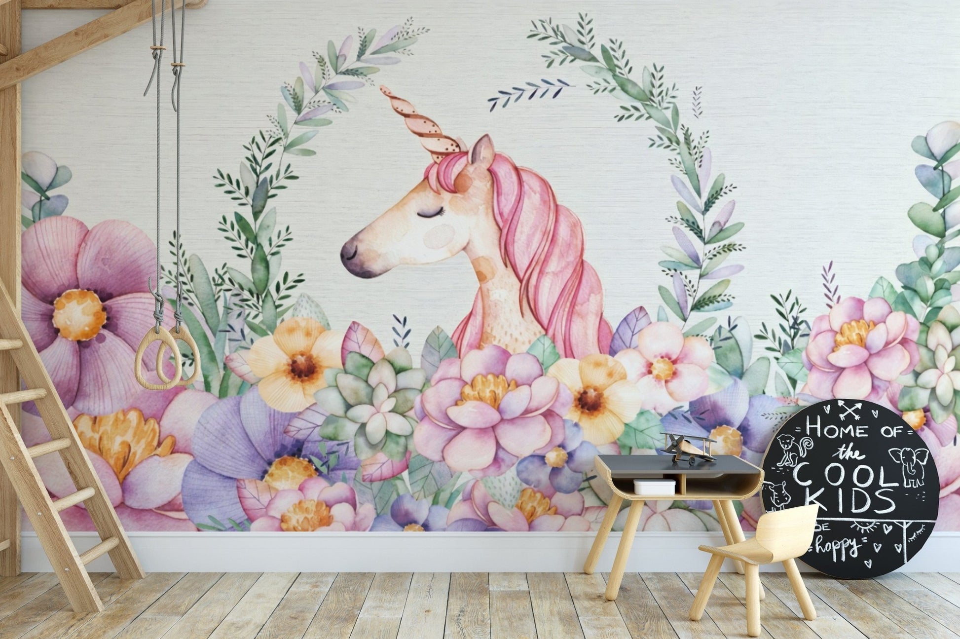 Bright Botanical Accent Wall Design B594
