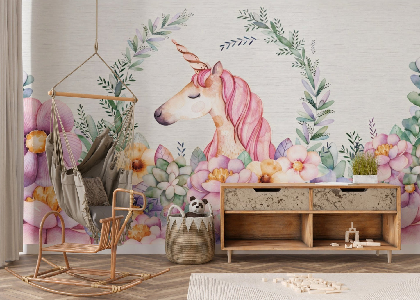 Mythical Unicorn and Bloom Wall Design B594
