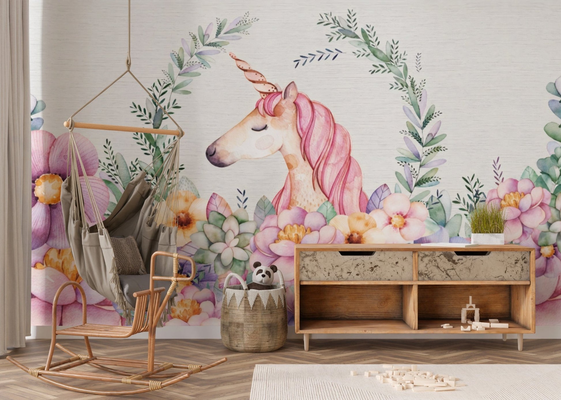 Mythical Unicorn and Bloom Wall Design B594
