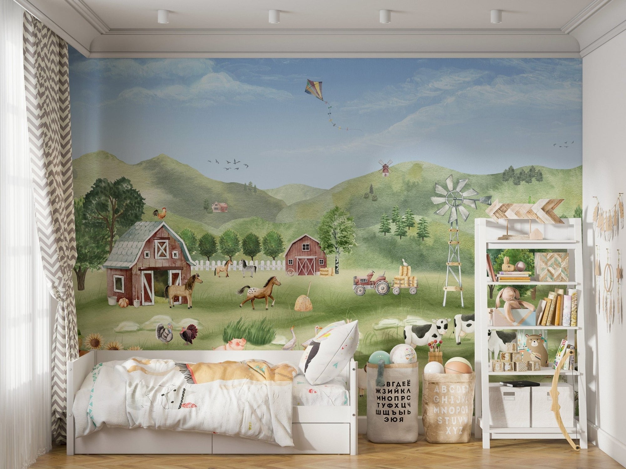 Farm Animals Wallpaper for Nursery OR02