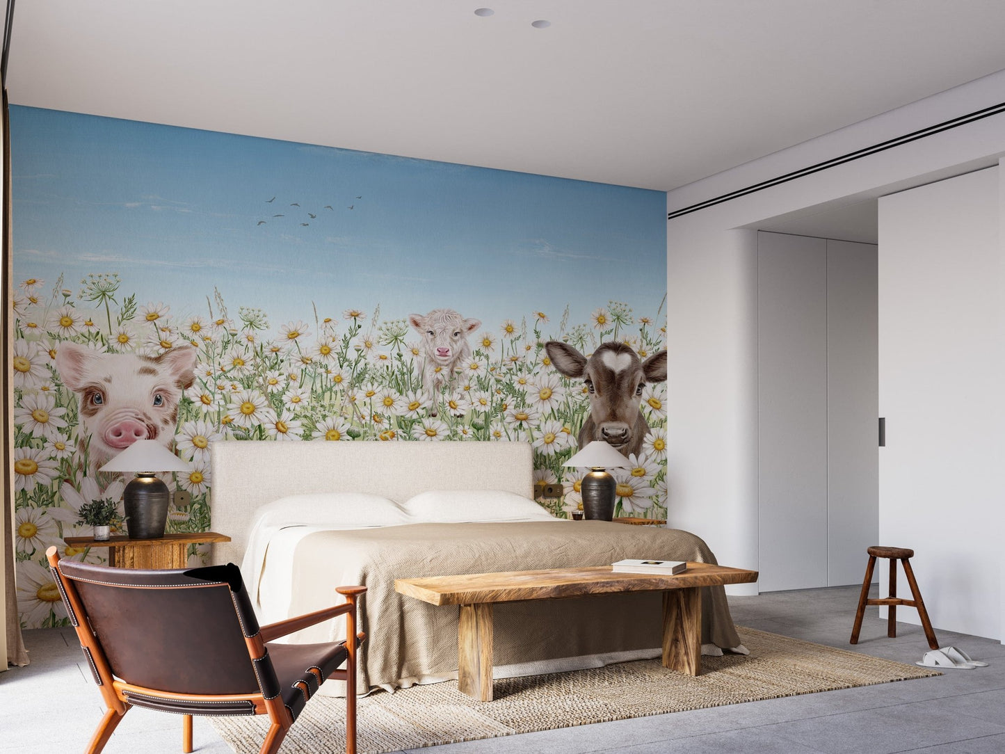 Cartoon farm animals wall art for nursery
