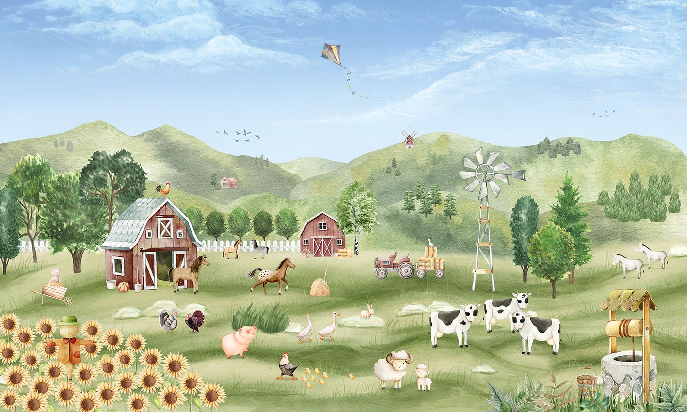 Farm Animals Wallpaper for Nursery Walls