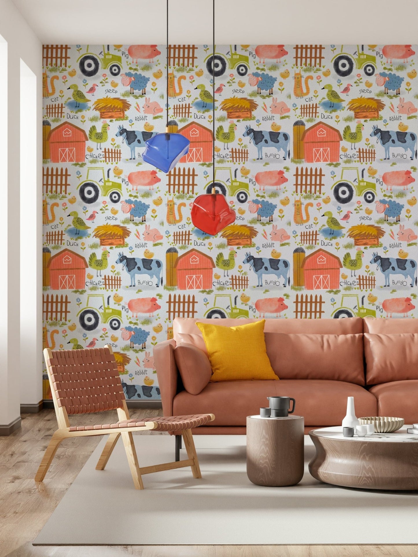 An artistic soft focus mural on minimalist wallpaper.