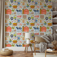 A graceful subtle pattern wall mural in bright, fun tones.