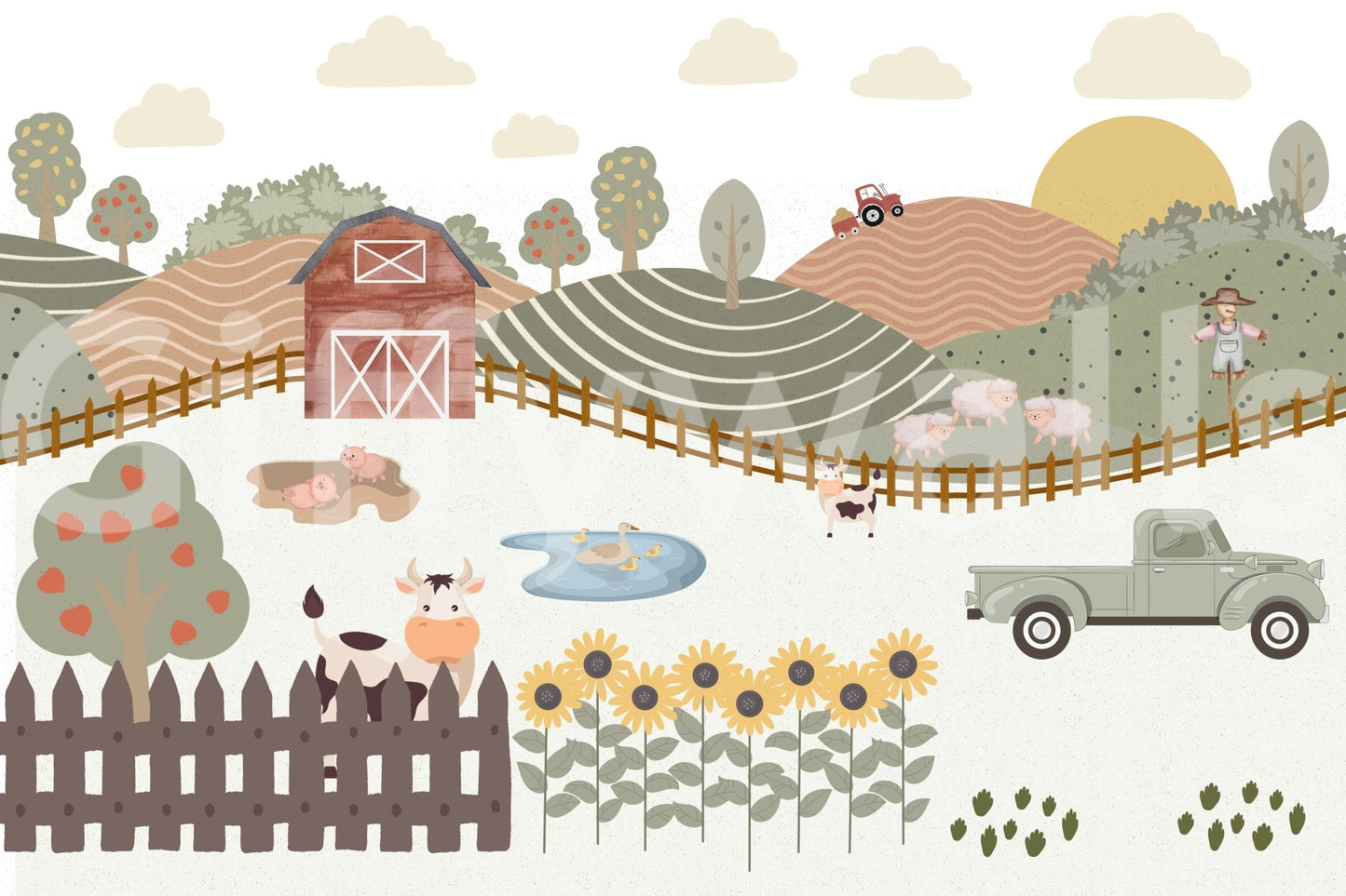 Farm Life Fun Wall Mural