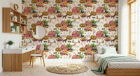 Hand-painted orchard Farm Life Watercolor peel stick wallpaper.