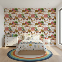 Countryside harvest pattern Farm Life Watercolor peel stick wallpaper.