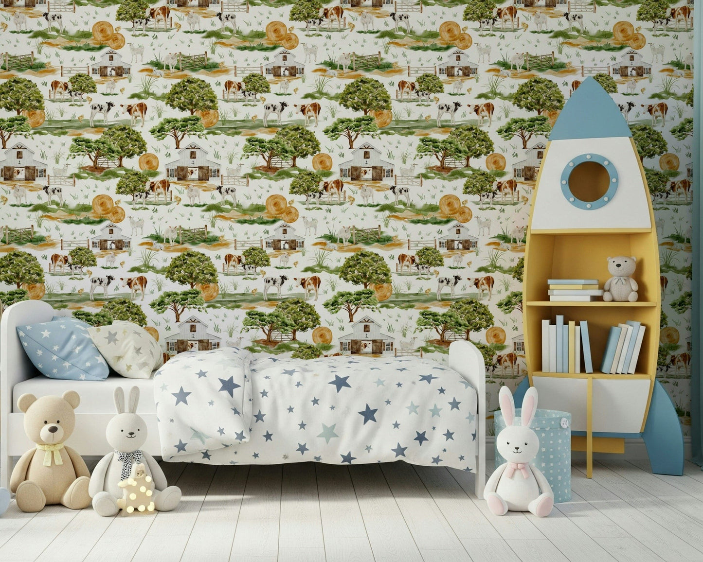 Custom Farmhouse Charm print, livestock, barns, natural landscape.