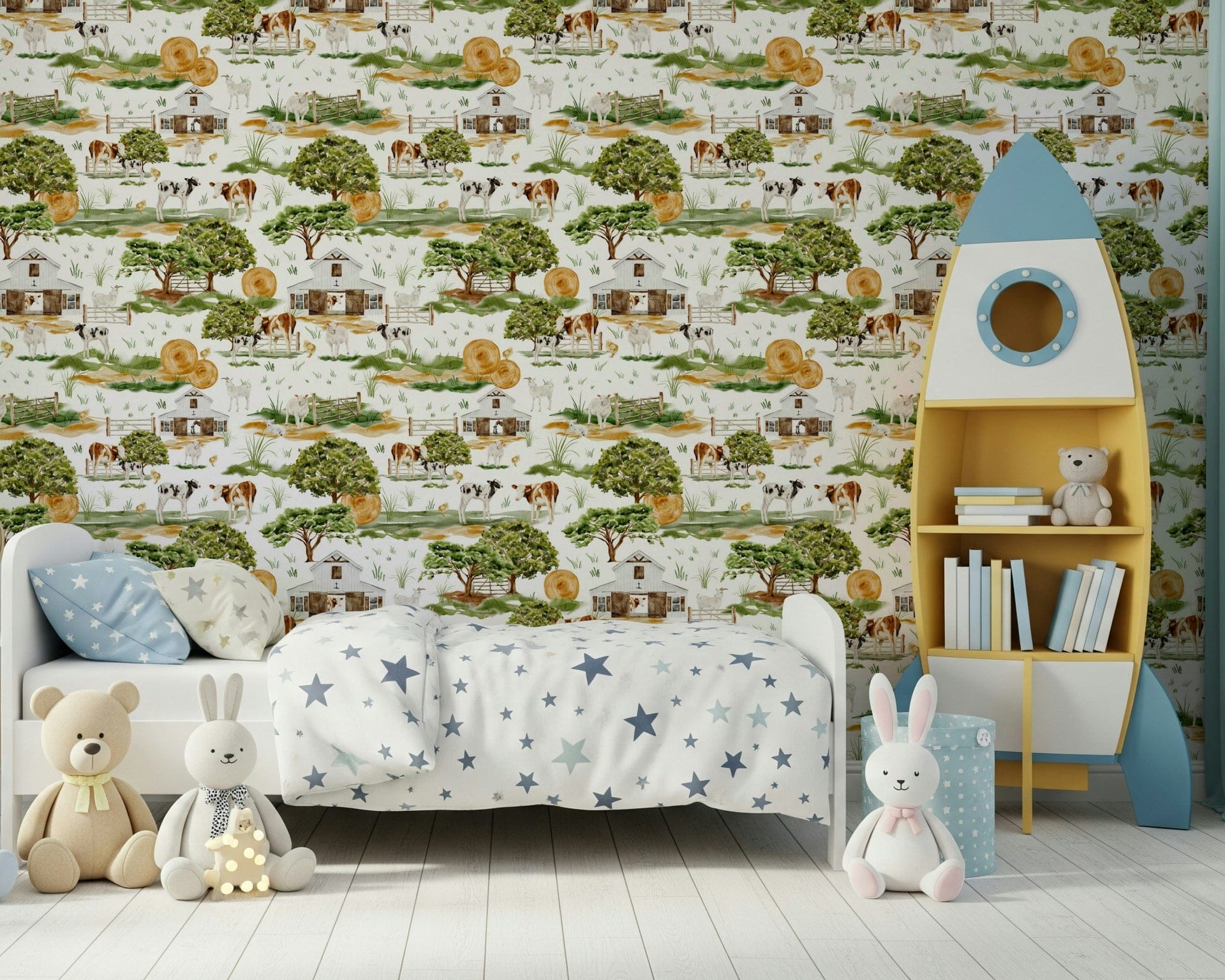 Custom Farmhouse Charm print, livestock, barns, natural landscape.