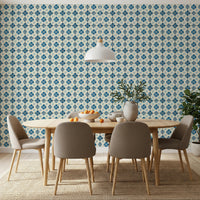 Farmhouse Classic Backsplash Blue Wallpaper with botanical patterns