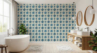 Mediterranean style blue and cream wall mural for home styling